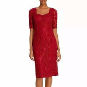 Nanette Lepore Lace Sheath Dress Sangria Red 16